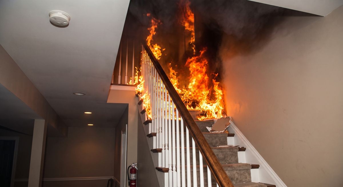 fire in basement stairwell