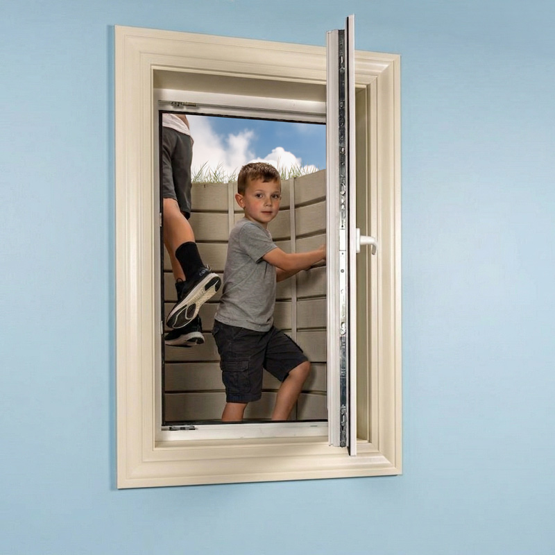 kids escaping through an egress window